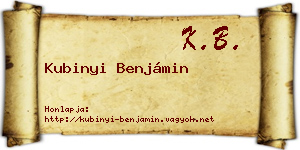 Kubinyi Benjámin névjegykártya