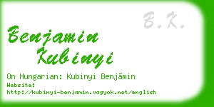 benjamin kubinyi business card